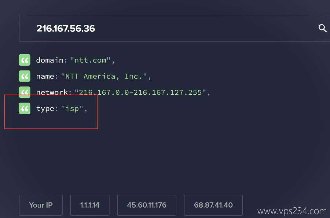 吉云美国家宽VPS网络测试-IP的Company类型