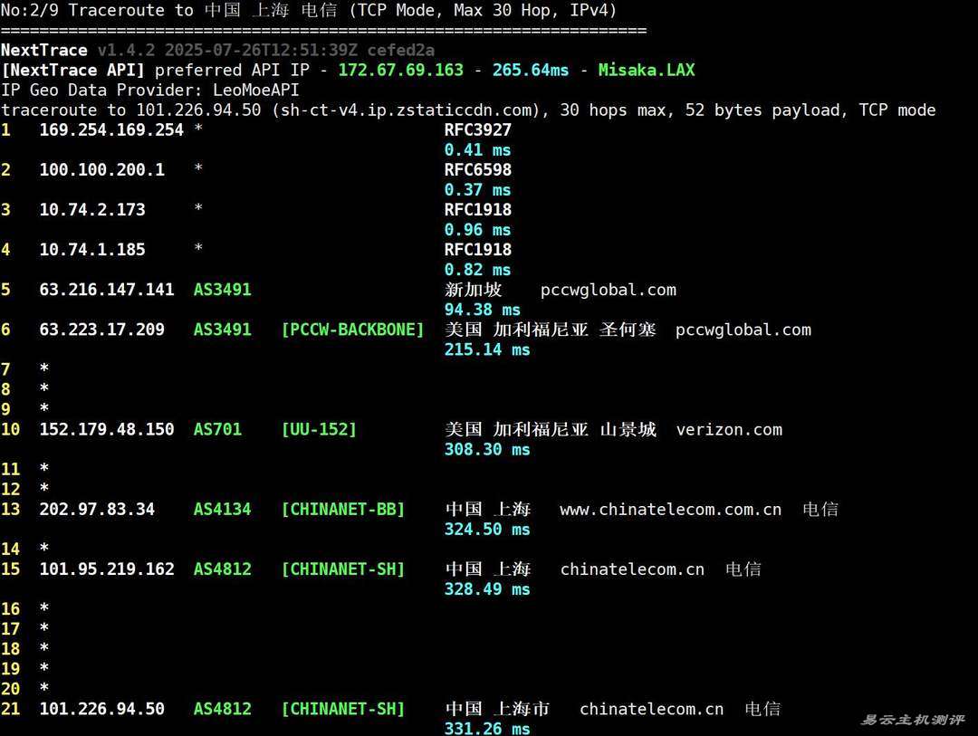 Vultr澳大利亚VPS网络测试-电信回程路由