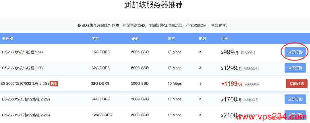 华纳云新加坡服务器购买教程-套餐选择
