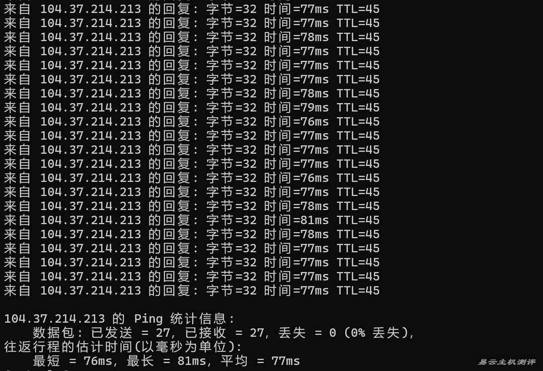 恒创主机韩国服务器网络测试-本地Ping平均延迟