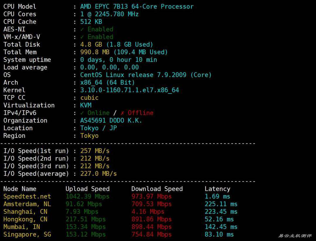 IPRaft日本VPS网络测试-性能和速度
