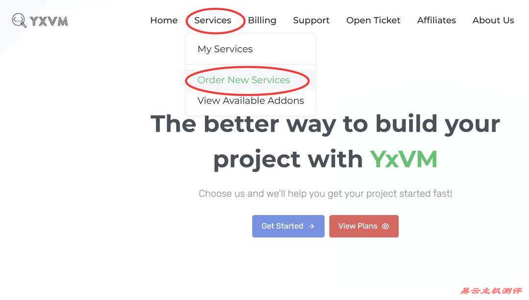 YXvM香港独立服务器购买教程-首页入口