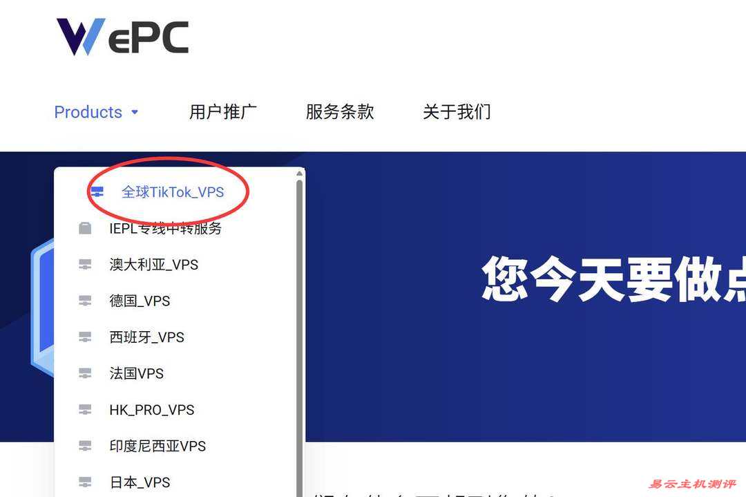 WePC中东VPS购买教程-首页入口