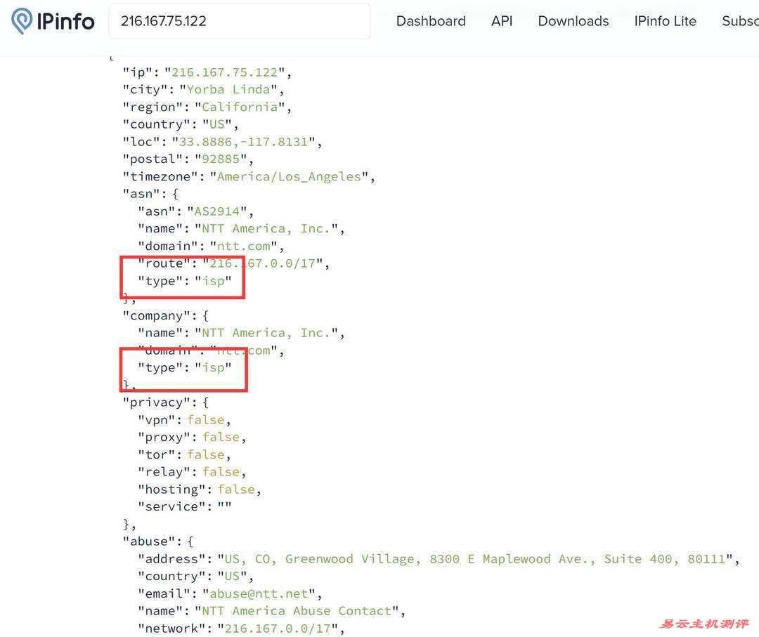 莱卡云美国家宽VPS网络测试-ISP类型IP测试