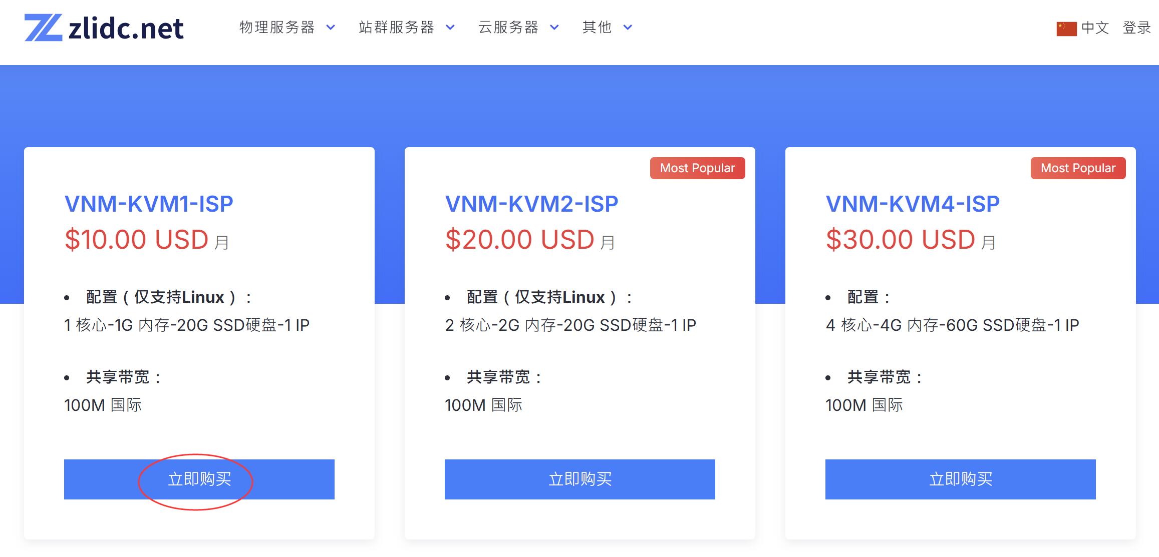 zlidc越南VPS购买教程-套餐选择
