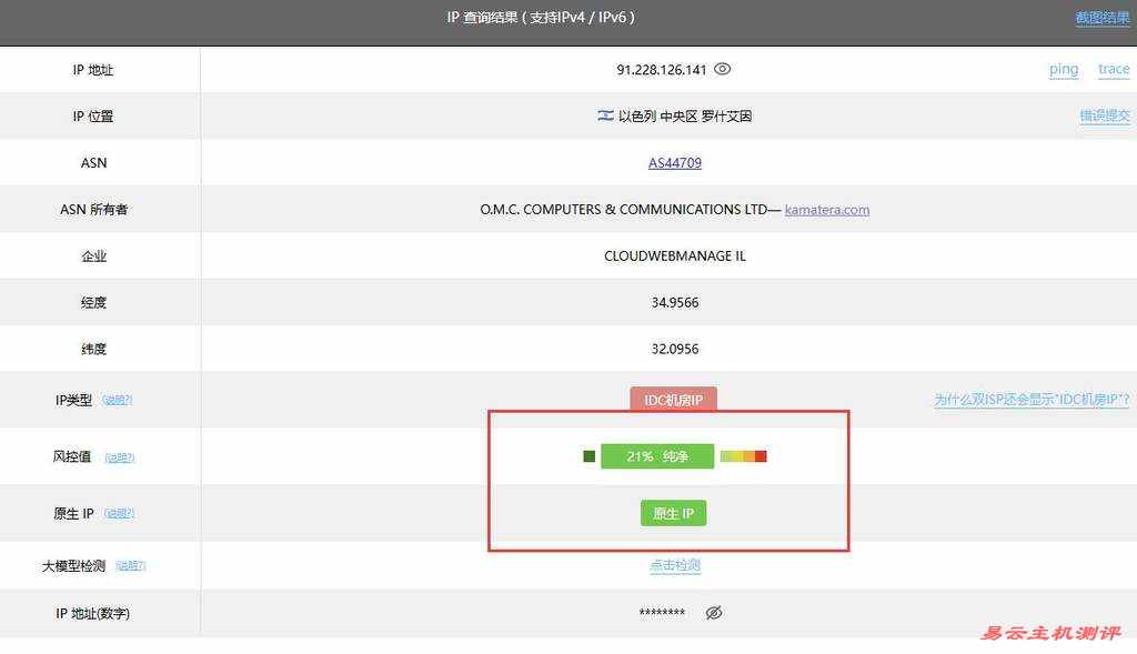 VPSServer以色列VPS测评-IP属性测试