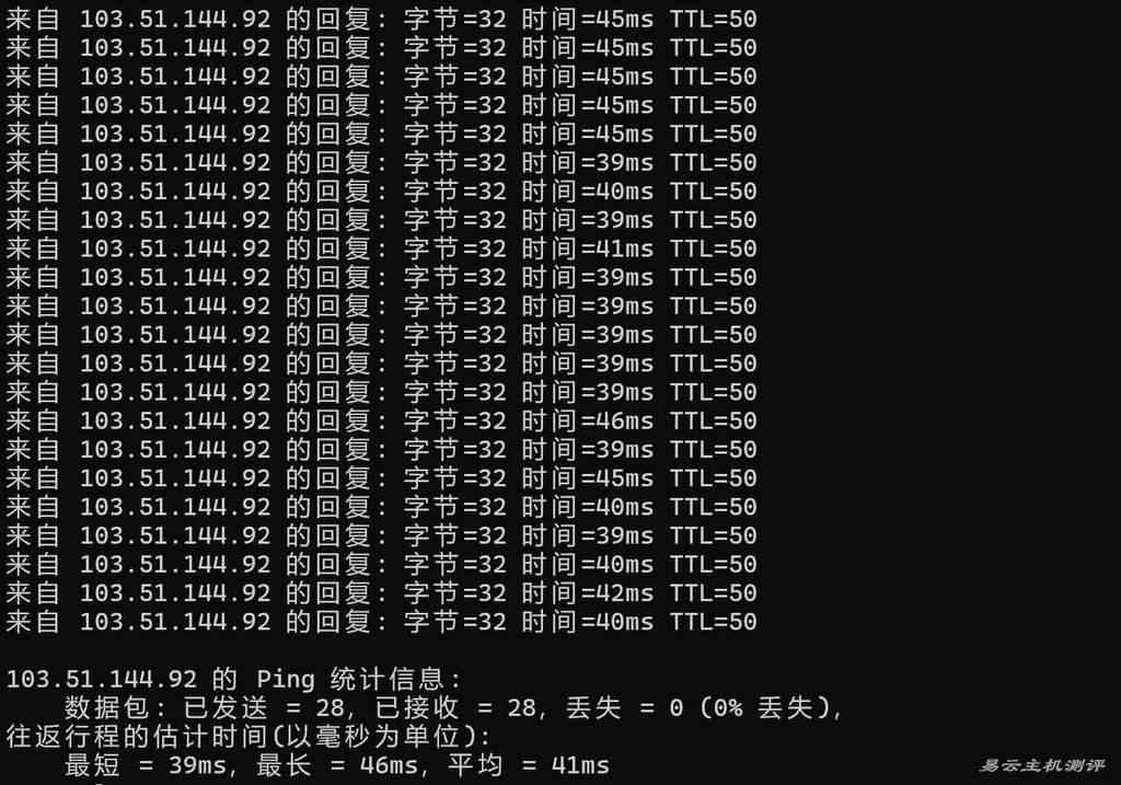 V5.NET香港VPS测评-本地Ping平均延迟测试