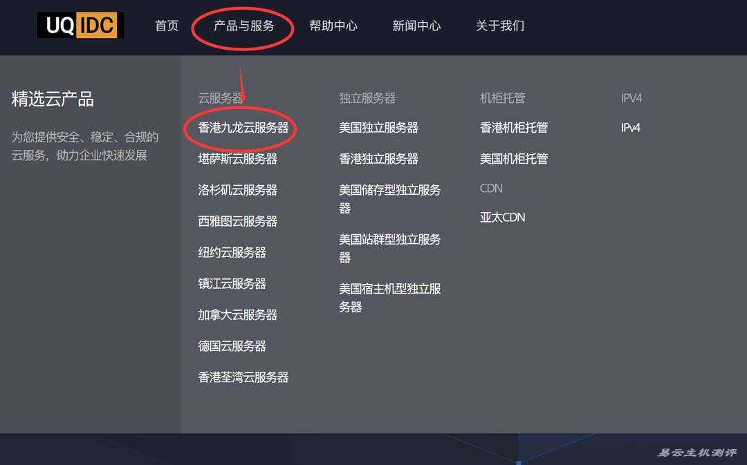 UQIDC香港VPS购买教程-入口链路