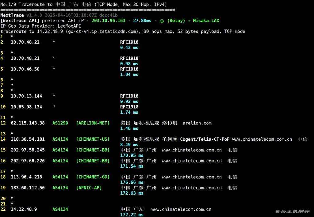 UCloud美国家宽VPS测评-电信回程路由