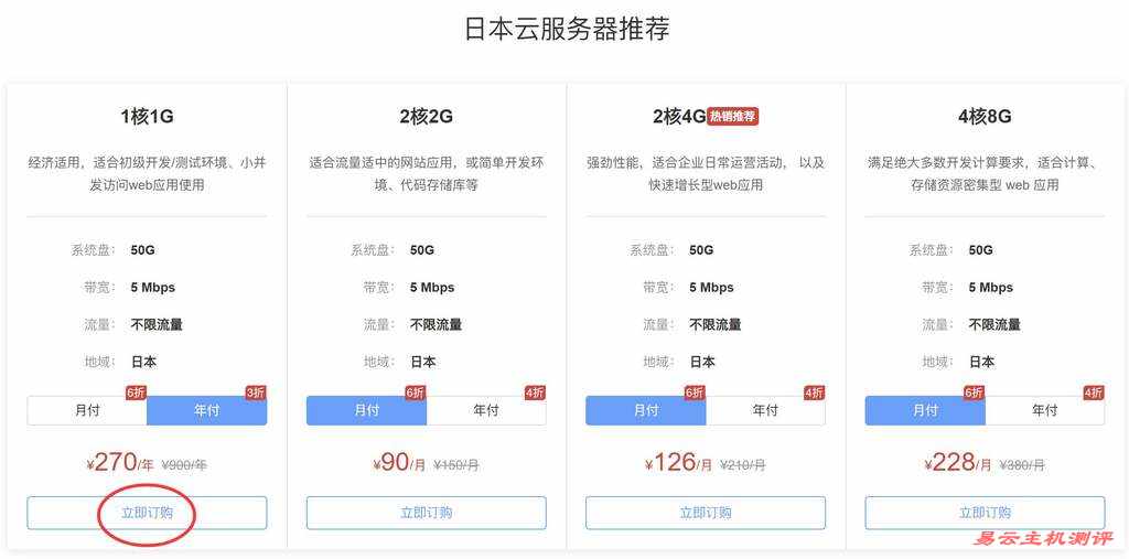 华纳云日本VPS购买教程-套餐选择
