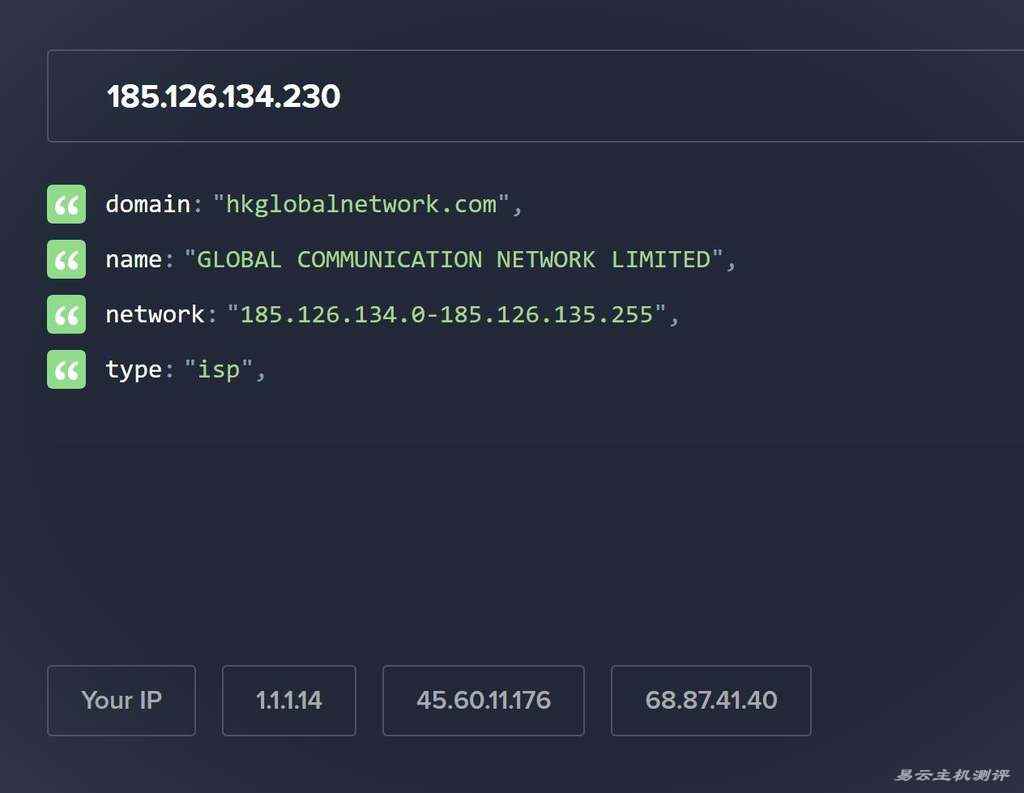 IPRaft越南VPS网络测试-IP的Company类型
