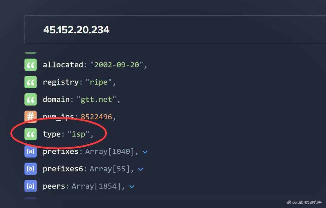 丽萨主机德国家宽VPS网络测试-IP ASN类型