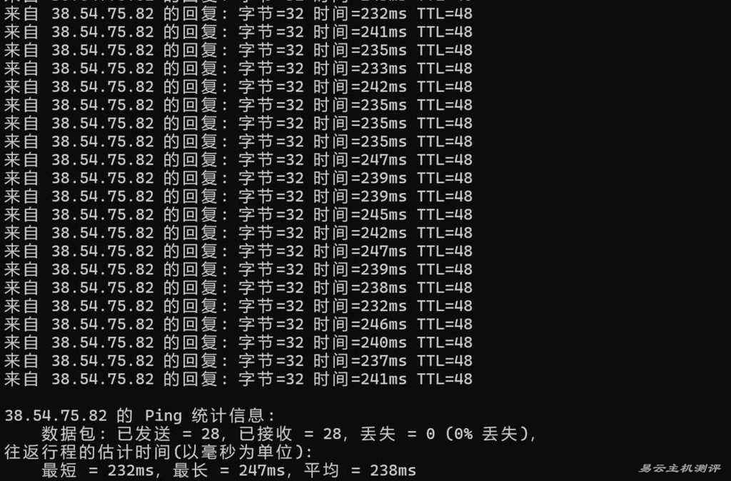 萤光云中东VPS测评-本地Ping延迟