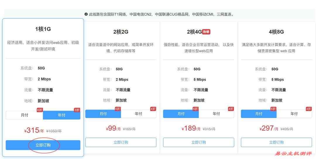 华纳云新加坡VPS购买教程-套餐选择