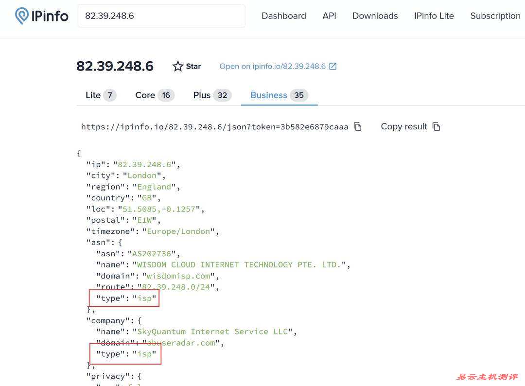 荫云英国家宽VPS网络测试-ISP类型IP