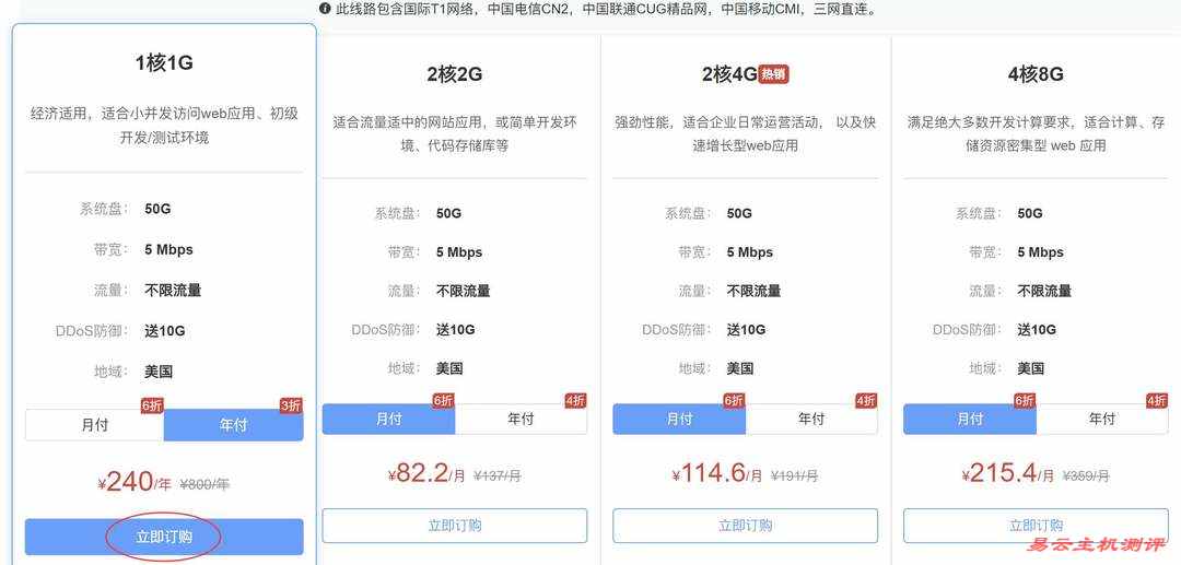 华纳云美国VPS购买教程-套餐选择