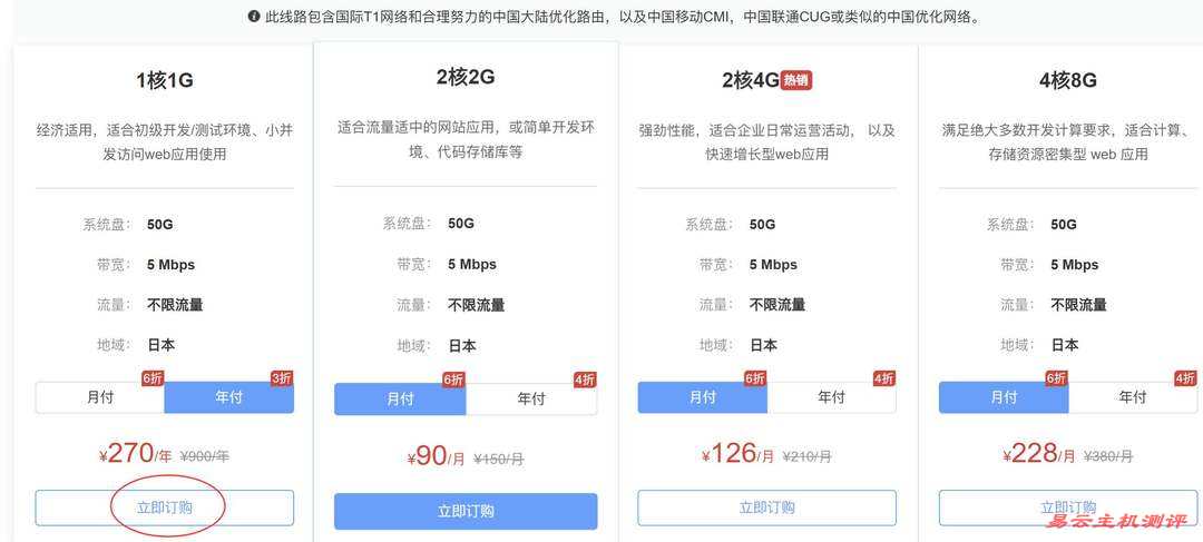 华纳云日本云服务器购买教程-套餐选择