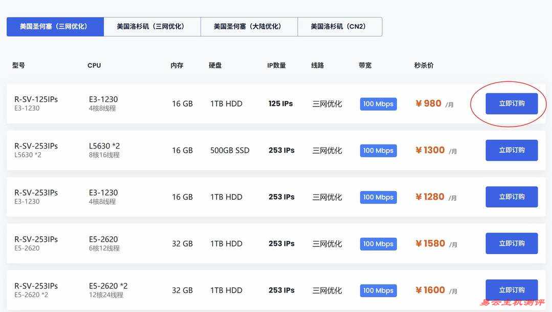 31IDC美国站群服务器购买教程-套餐选择