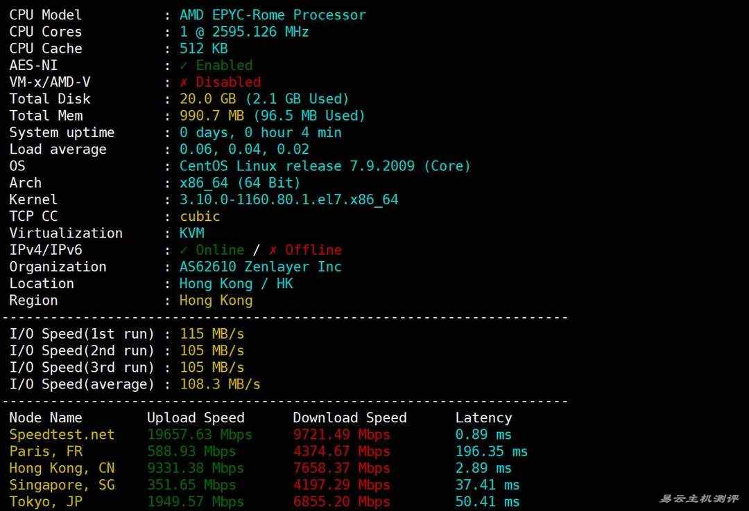 Zenlayer香港云服务器网络测试-稳定性